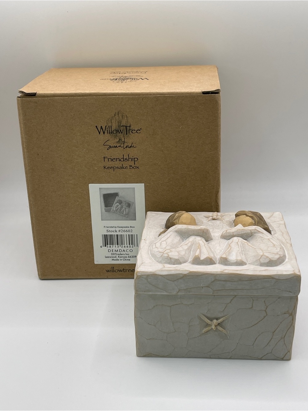 Willow Tree Friendship Keepsake Box in Cream and Tan